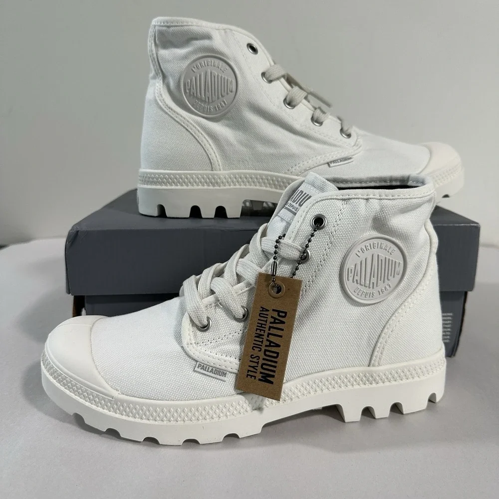 Palladium Pampa Hi Sneaker Boots / Shoes - NEW Womens 8.5 White Canvas 92352-116